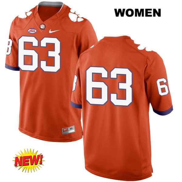 Women's Clemson Tigers #63 Jake Fruhmorgen Stitched Orange New Style Authentic Nike No Name NCAA College Football Jersey WFY8146YO